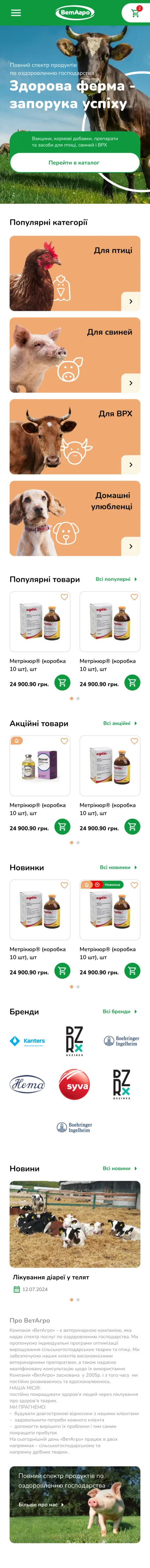 Online Store for Veterinary Services